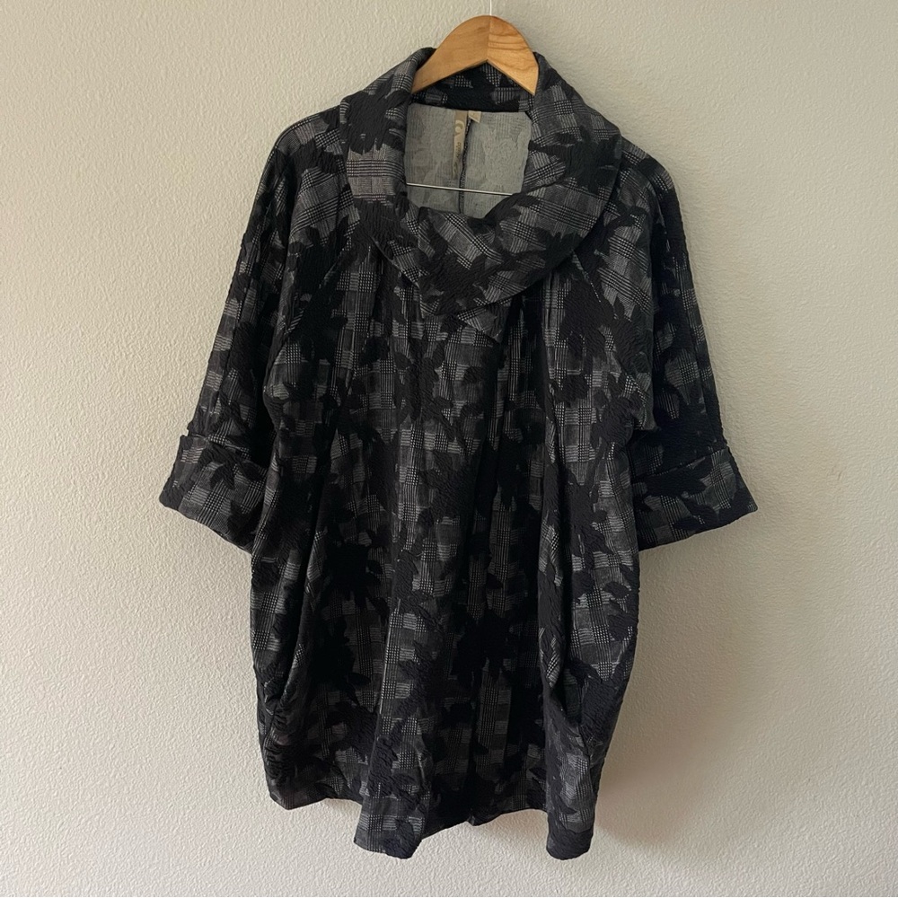 COMFY USA Linda Shawl Collar Draped Pleated Swing Jacket Size L